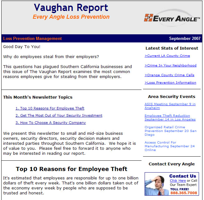 The Vaughan Report Sample